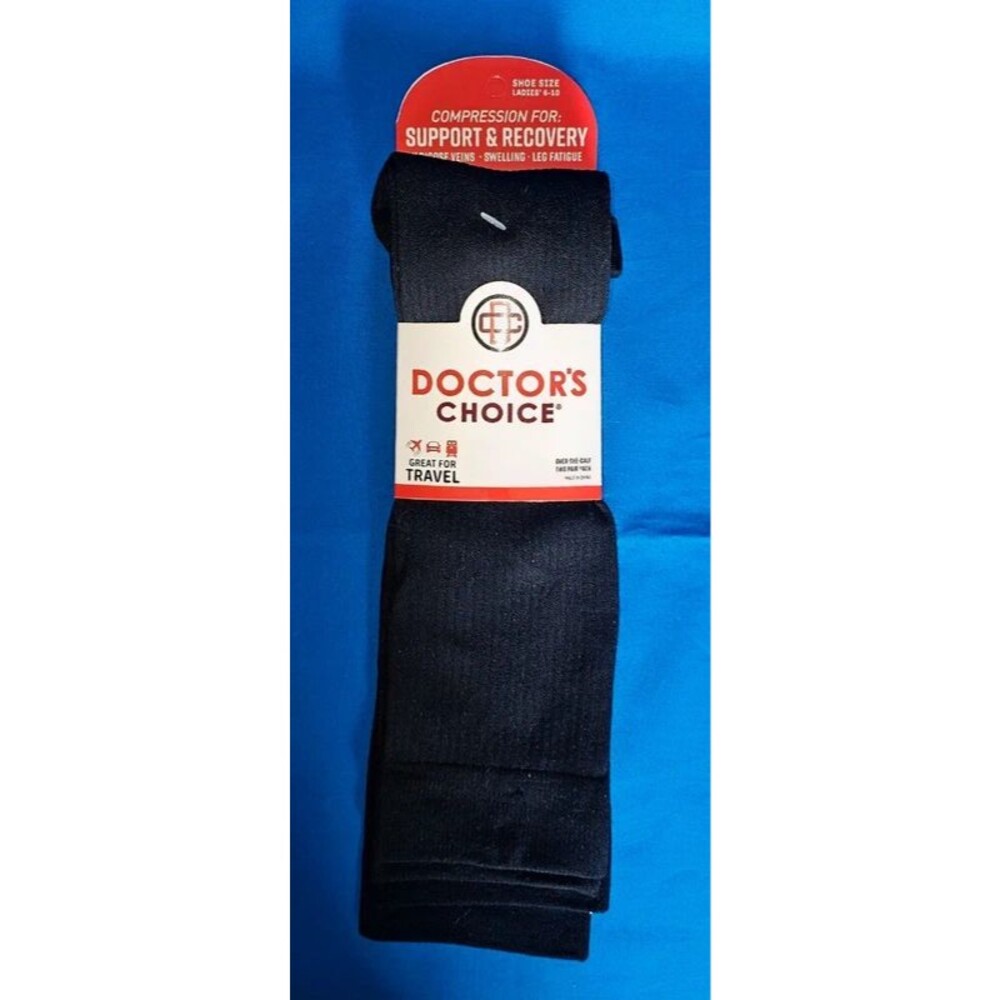NWT (2 Pair) Doctors Choice Everyday Black Compression Socks Womens Sz 6-10 NEW